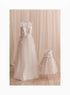 White with blush overlay lace maxi outfits for mother and daughter