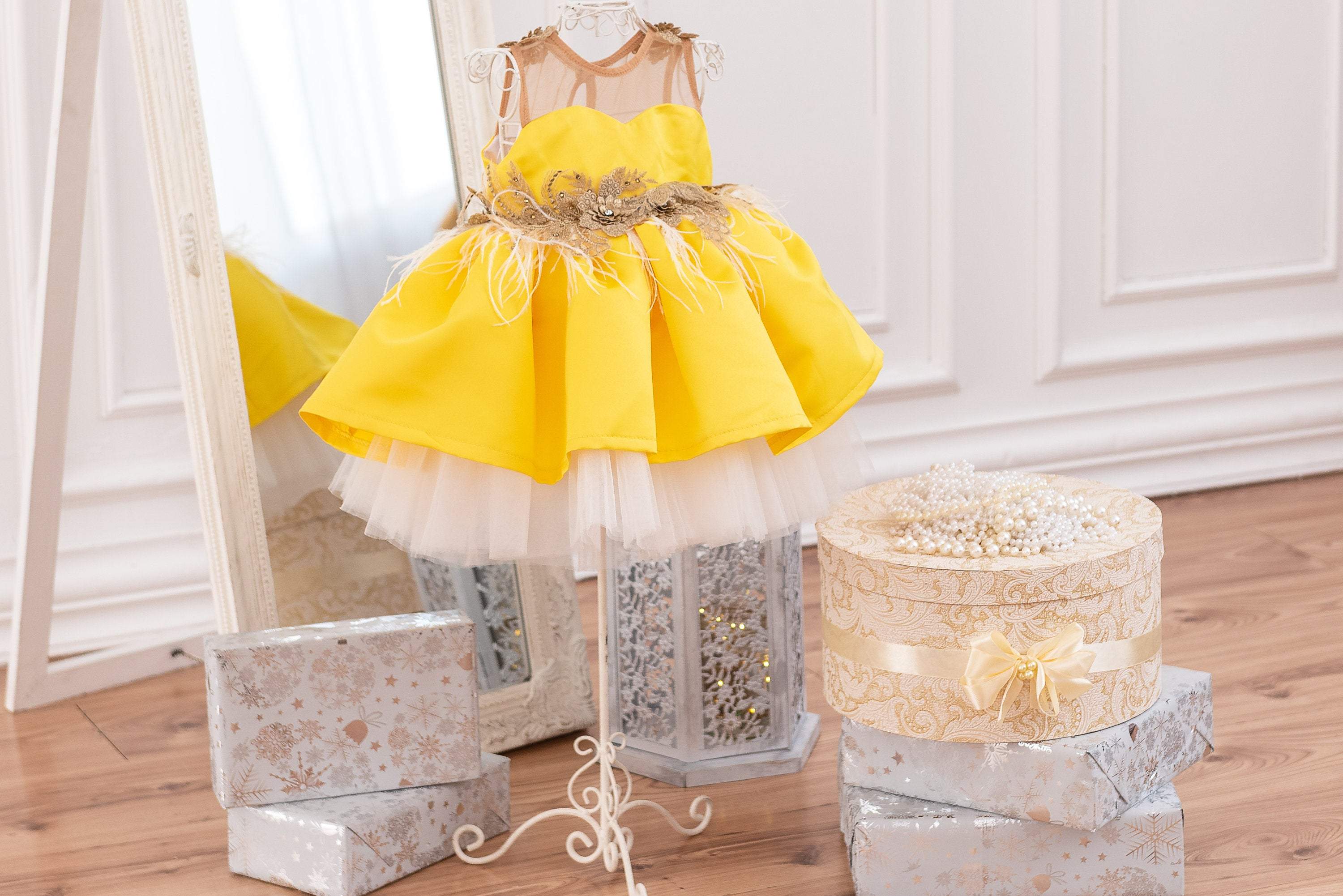 Tissue Baby Girl Yellow Party Dress, Age Group: 1-7 Years