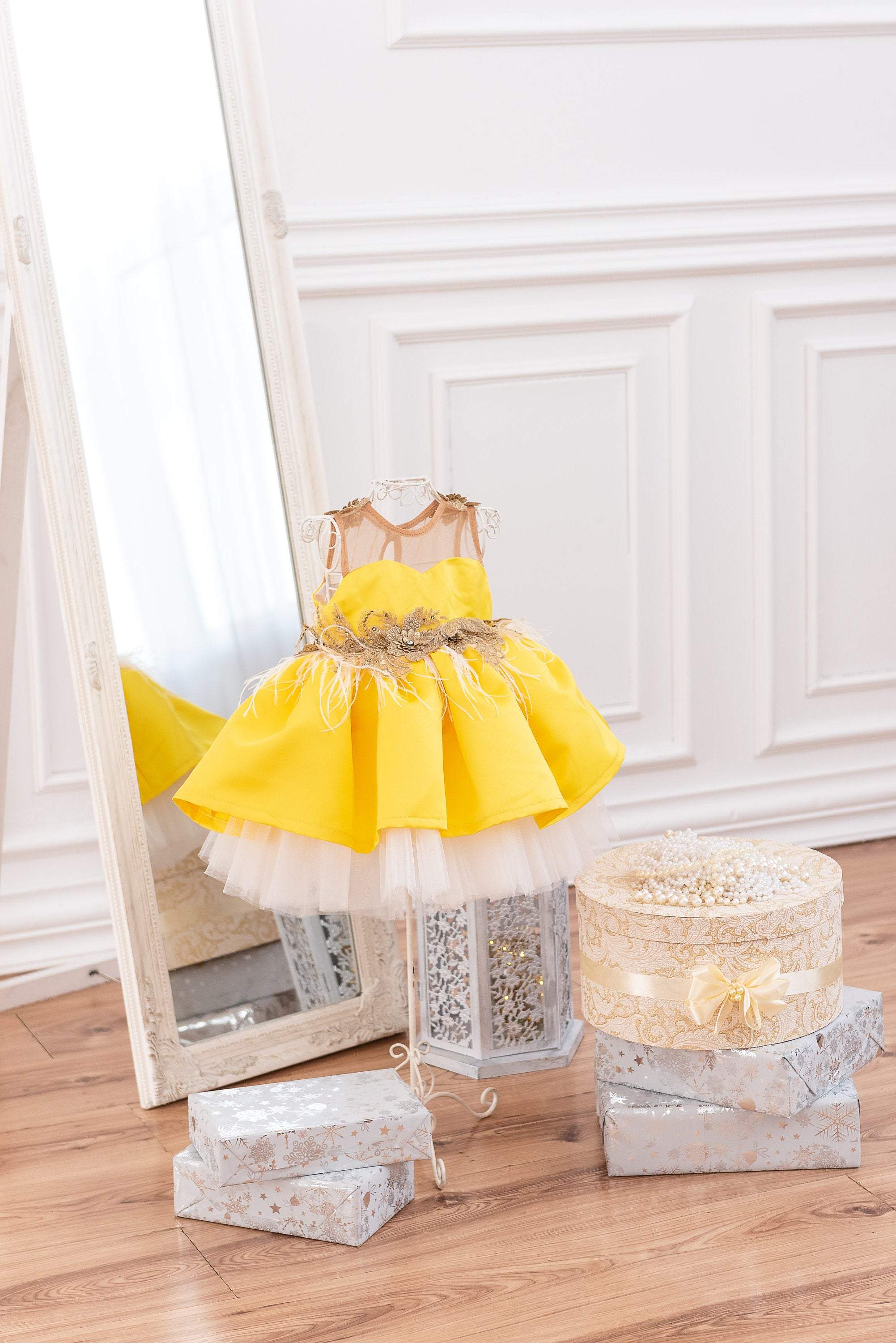 Yellow Dress With Embroidery & Appliques,9M to 4T. – Bunch Of Happiness